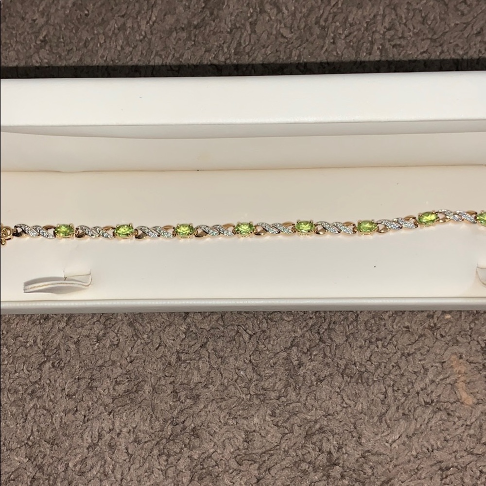 Peridot- Gold over silver bracelet